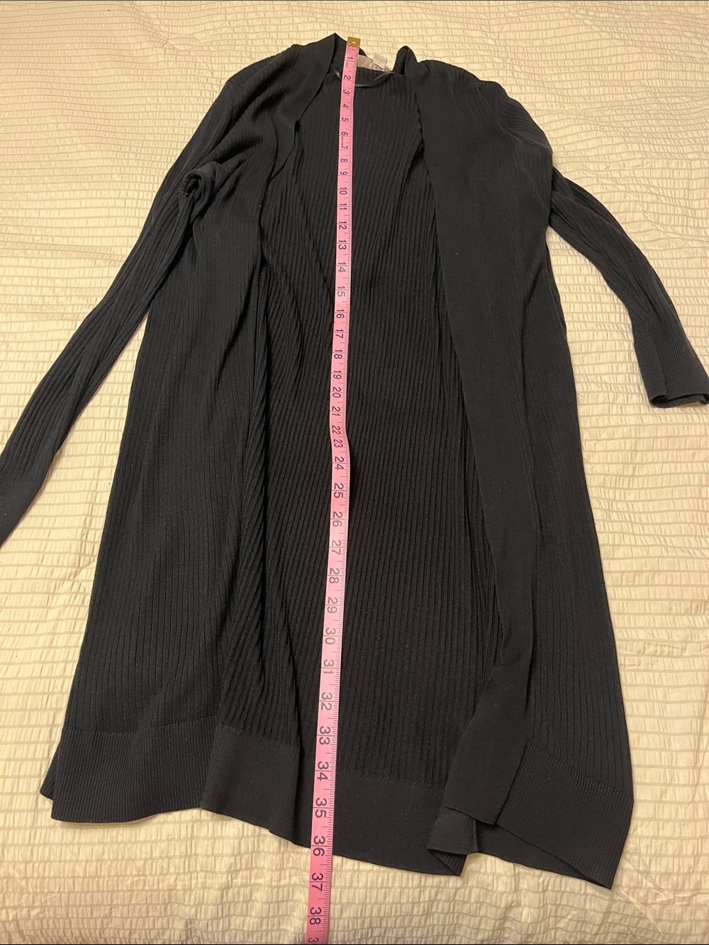 LOFT Black Long Ribbed Open Cardigan - Picture 4 of 5